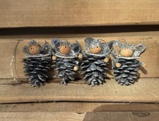 4 Aged Pine Cone Angels Christmas Tree Baubles for Upcycling & Crafts #NBR439