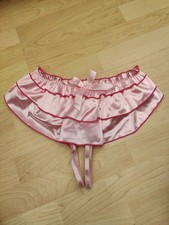Ladies Small Frilly Silk Pink Crotchless Knickers Panties Underwear
