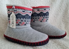 Kids Boot Slippers Grey Soft Plush Lined UK 12-13/EU 31-32 Brand New With Label