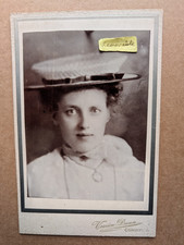 OLD CABINET PHOTO WOMAN HAT FASHION CONSETT DURHAM SOCIAL HISTORY BX 15