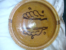 Antique slipware dairy bowl - antique,