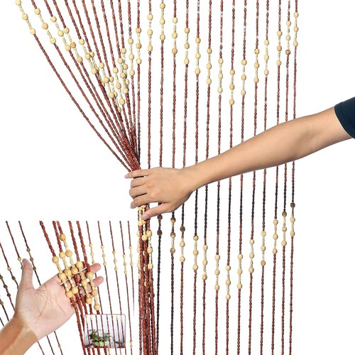 Wooden door curtain beaded - wooden,