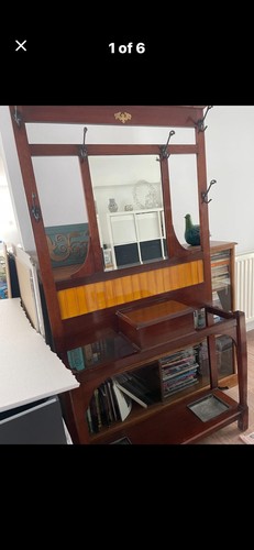 Edwardian solid oak hall stand - solid,