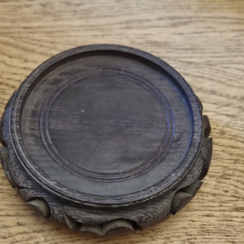 Carved wood vase plant stand - wood,