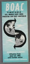 BOAC AIRLINE TIMETABLE MIDDLE
