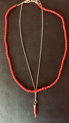 Coral necklace and red chilli - red,