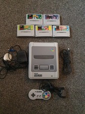 Super Nintendo SNES Console (SNSP-001A) - Wires - Controller - 5 Games - Tested