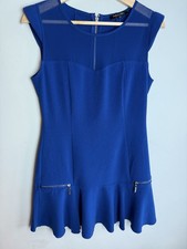 Y2K Morgan de Toi Club Dress Cobalt Blue Size 10 Fit and Flare Cap Sleeve Party