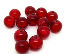 Red Crackle Glass Beads - 10mm