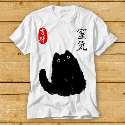 Japanese poster black - black, cat