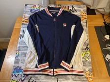 Mens Fila White Line XL Tracksuit Top navy/cream OG retro casuals 🔥🔥