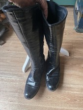 Clarkes Patent Leather Black Knee High Boots with Freeflex. 7. Buckle At Heel