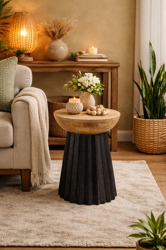 Mango wood side table - mango, round