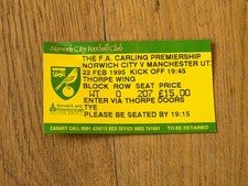 TICKET  1994/95 Norwich City v Manchester United League