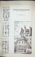 Old Building 1884 Architecture Plan New Premises Uxbridge Notting Hil Victorian