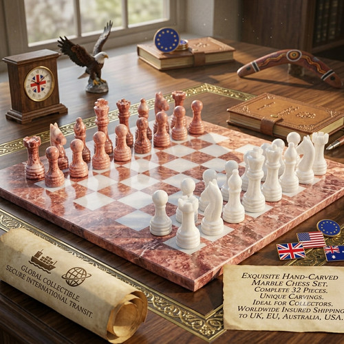 Rose pink white - marble, chess