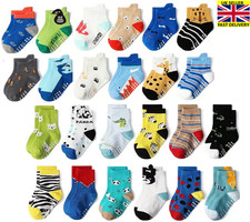 6 Pairs Baby Boys Girls Toddler Anti-Slip Ankle Socks Cartoon Designs 1-3 years
