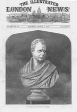 SIR WALTER SCOTT Bust by Chantrey- Antique Print 1871