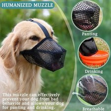 Dog Soft Breathable Safety Muzzle Adjustable Mouth Cover Pet Mesh Anti-Barking
