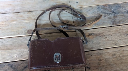Vintage leather camera case - leather,