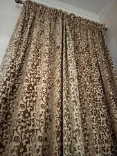 2 pairs Gold floral pattern soft velvet/chenille curtains, for tall windows