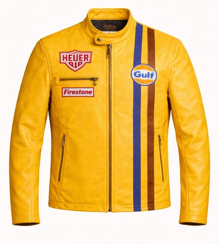 Men gulf yellow leather racing - gulf,