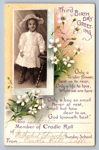 Postcard 3rd birthday greeting - postcard,