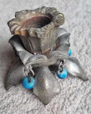 vintage Candle Stick Holder Heavy Metal Flower Design