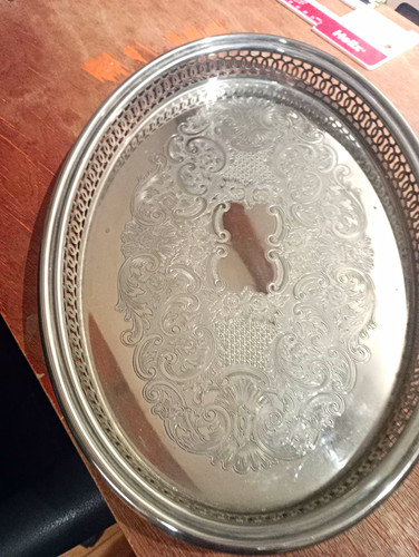 Oval shiny silver - oval, plated