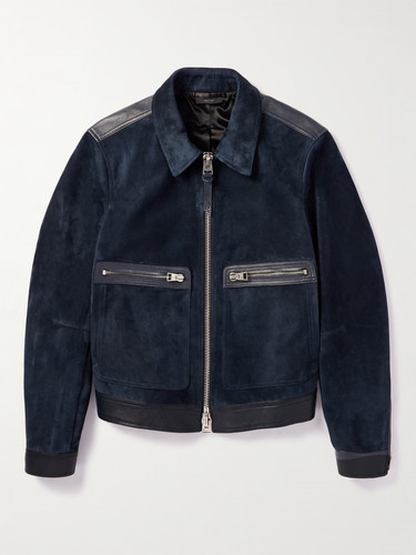 Blue cafe racer leather jacket - racer,