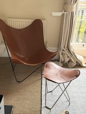 Cuero Design Butterfly Lounge Chair & Stool – Excellent Condition
