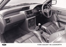 FORD ESCORT RS COSWORTH, INTERIOR,  FACIA, SIDEVIEW PERIOD PHOTOGRAPH.