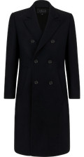 Mens Double Breasted Black Overcoat  70% Wool & Cashmere Long Coat Winter Jacket