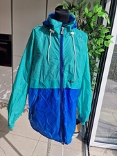 K Way Unisex Vintage Green/ Blue Raincoat/ Anorak with Hood. Est. Small/Medium