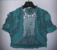 Oasis Teal Crochet Knit Shrug