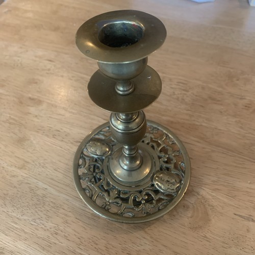 Vtg solid brass candlestick - solid,