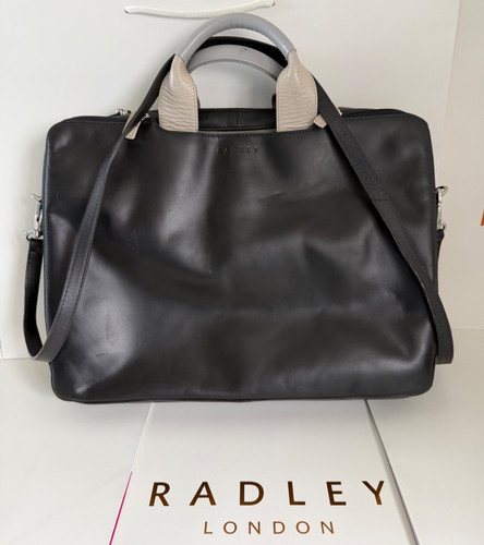 Radley black leather briefcase - black,
