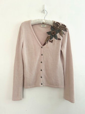 Vintage Kaliko Cardigan Women's Angora & Wool Fluffy Embellished Pink Size 12