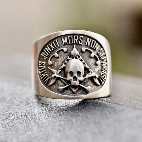 Masonic skull ring sterling - masonic,