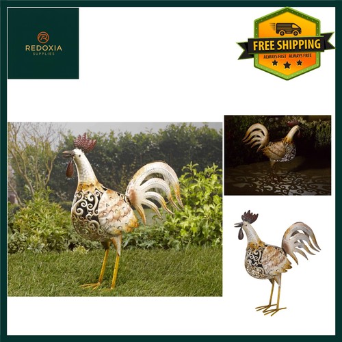 Solar powered metal cockerel - metal,