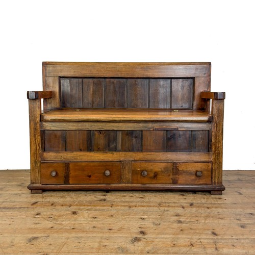 Reclaimed pine settle bench - reclaimed,
