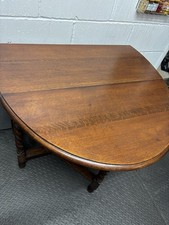 Antique Vintage Oval Wooden Mahogany Drop Leaf Folding Twist Gate Leg Table