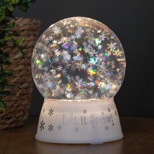 15cm Dual Powered White Christmas Snowflake Water Spinner Globe with LEDs