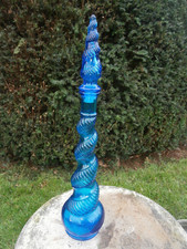 VINTAGE 60'S EMPOLI  ITALIAN ART GLASS COBALT BLUE GENIE SNAKE BOTTLE DECANTER