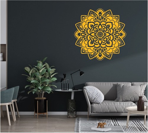 Gold mandala flower - gold, wall