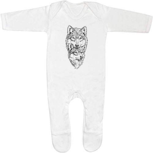 Two wolves baby sleepsuit - 'two,