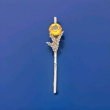 Lovely Solid Silver & Citrine Scottish Thistle Brooch/Pin
