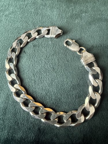 Sterling silver curb bracelet - silver,