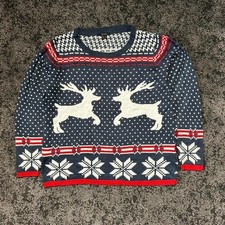 Vintage Esmara Christmas Cardigan – Navy Fair Isle Reindeer Knit