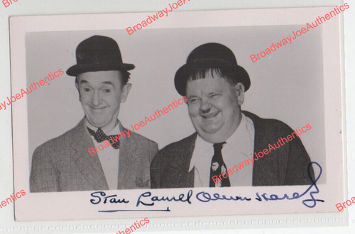 Laurel hardy signed postcard - signed,